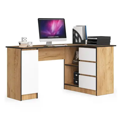 Ak furniture Rohový psací stůl B20 155 cm dub craft zlatý/bílý pravý