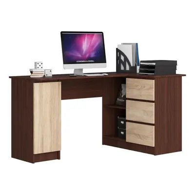 Ak furniture Rohový psací stůl B20 155 cm wenge/dub sonoma pravý