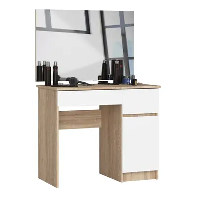 Ak furniture Kosmetický stolek se zrcadlem P-2/SL I dub sonoma / bílý pravý