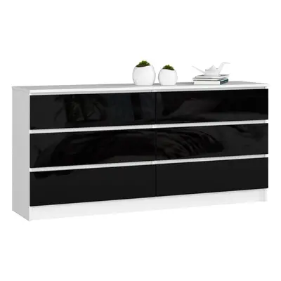 Ak furniture Komoda Rollo V 160,4 cm bílá/černá lesklá