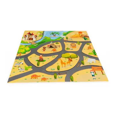 ECOTOYS Pěnová podložka Puzzle safari 93x93 cm barevná