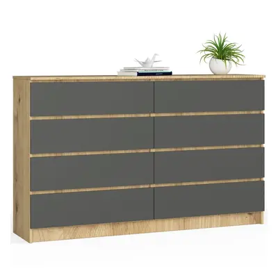 Ak furniture Komoda Kuba 160 cm 8 šuplíků dub artisan/grafitová