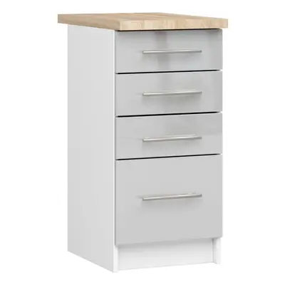 Ak furniture Kuchyňská skříňka Olivie S 40 cm 4S bílá/metalický lesk/dub sonoma