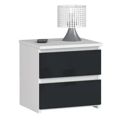 Ak furniture Noční stolek CL2 40 cm bílý/grafitově šedý lesk