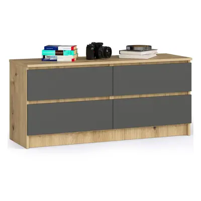 Ak furniture Komoda Kuba 120 cm 4 šuplíky dub artisan/grafitová