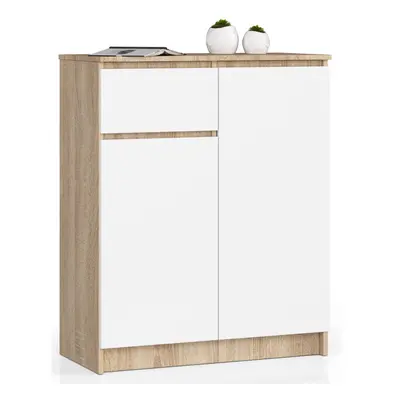 Ak furniture Komoda Kiara 80 cm 2 skříňky a 1 šuplík dub sonoma/bílá