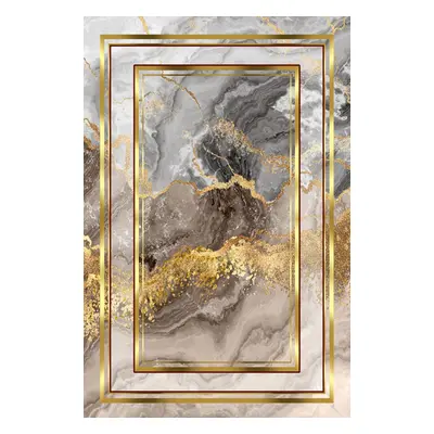 Conceptum Hypnose Koberec Marble Frame 80x200 cm šedý/zlatý