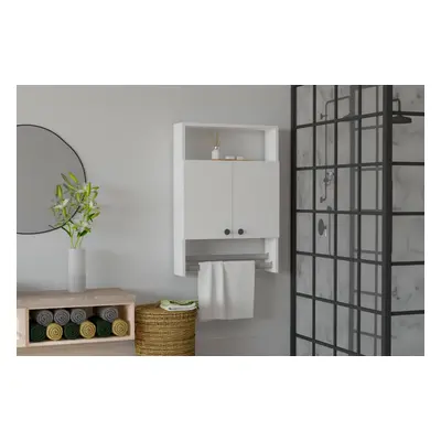 Kalune Design Závěsná koupelnová skříňka s věšákem na ručníky Banyo bílá