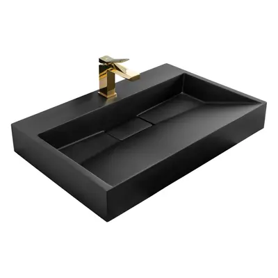 Konglomerátové umyvadlo REA GOYA BLACK MAT 70CM