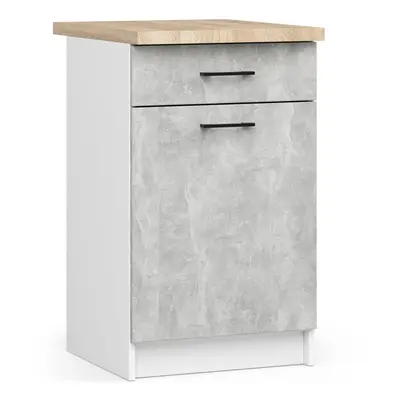 Ak furniture Kuchyňská skříňka Olivie S 50 cm 1D 1S bílá/beton/dub sonoma