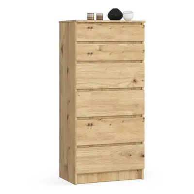 Ak furniture Komoda Kuba 60 cm - 6 šuplíků dub artisan