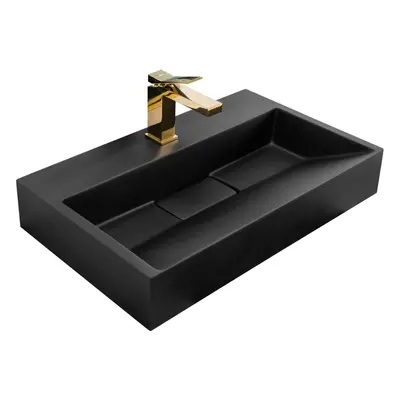 Konglomerátové umyvadlo REA GOYA BLACK MAT 60CM