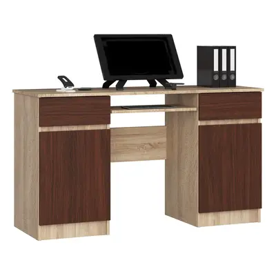 Ak furniture Psací stůl A5 135 cm dub sonoma/wenge