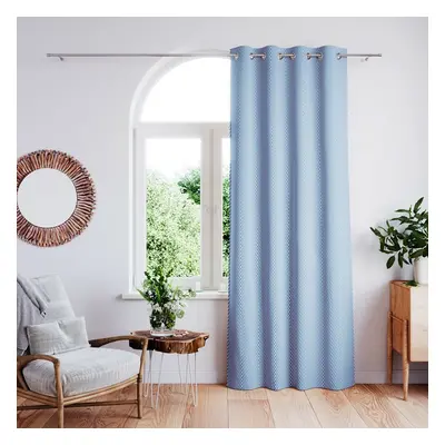 Závěs AmeliaHome Clear s průchodkami 140x250 modrý/bílý