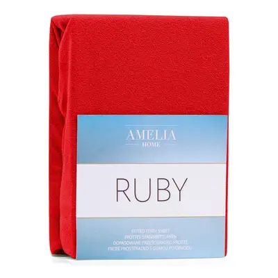 Froté prostěradlo s gumou AmeliaHome Ruby červené, velikost 160-180x200+30