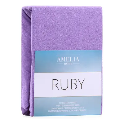 Froté prostěradlo s gumou AmeliaHome Ruby fialové, velikost 100-120x200+30