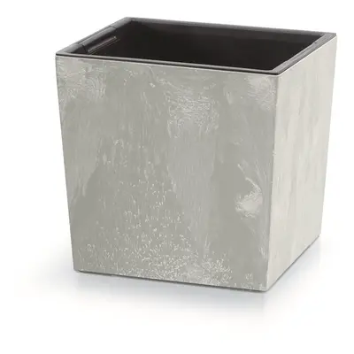 Prosperplast Květináč NURBI CUBE BETON EFFECT šedý, varianta 24 cm