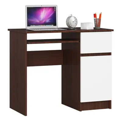 Ak furniture Psací stůl PIKSEL 90 cm wenge/bílý pravý