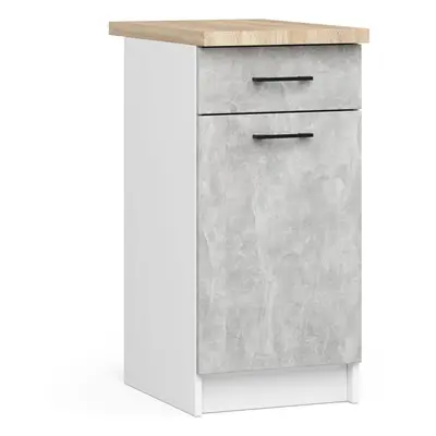 Ak furniture Kuchyňská skříňka Olivie S 40 cm 1D 1S bílá/beton/dub sonoma