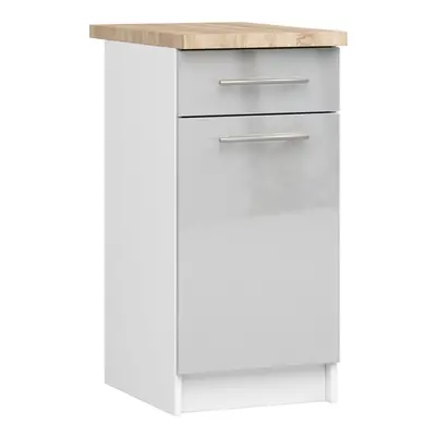 Ak furniture Kuchyňská skříňka Olivie S 40 cm 1D 1S bílá/metalický lesk/dub sonoma