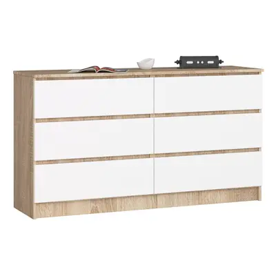 Ak furniture Komoda Rollo K 138,4 cm dub sonoma/bílá