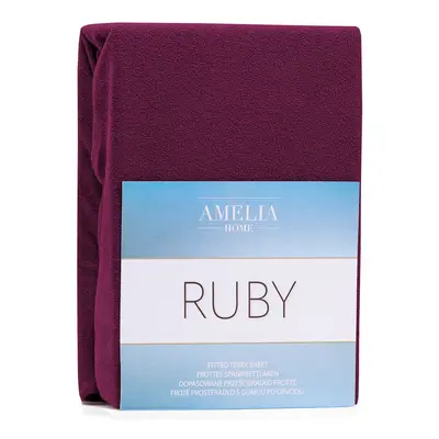 Froté prostěradlo s gumou AmeliaHome Ruby višňová, velikost 200-220x200+30