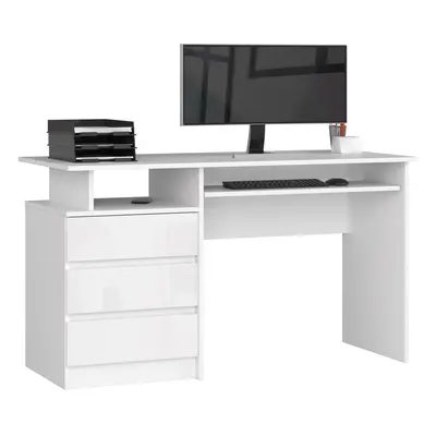 Ak furniture Volně stojící psací stůl CLP 135 cm bílý lesk