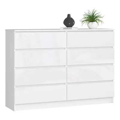 Ak furniture Komoda Rollo X 138,4 cm bílá lesklá