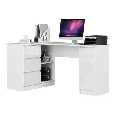 Ak furniture Rohový psací stůl B20 155 cm bílý lesk levý