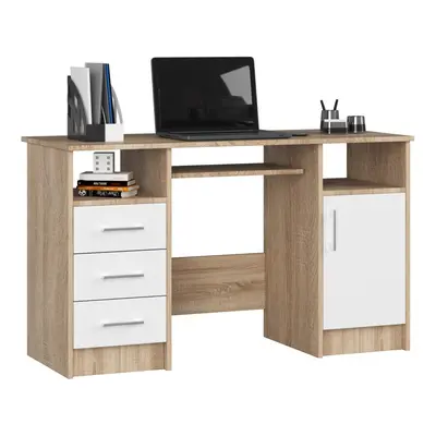 Ak furniture Volně stojící psací stůl Ana 124 cm dub sonoma/bílý