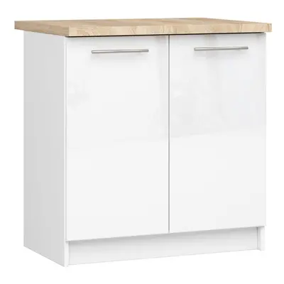 Ak furniture Kuchyňská skříňka Olivie S 80 cm 2D bílá/bílý lesk/dub sonoma