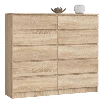 Ak furniture Komoda Kuba 140 cm 10 šuplíků dub sonoma