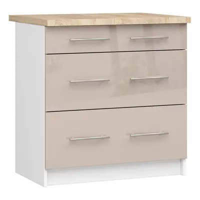 Ak furniture Kuchyňská skříňka Olivie 80 cm 3S bílá/cappuccino lesk