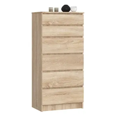 Ak furniture Komoda Kuba 60 cm - 6 šuplíků dub sonoma