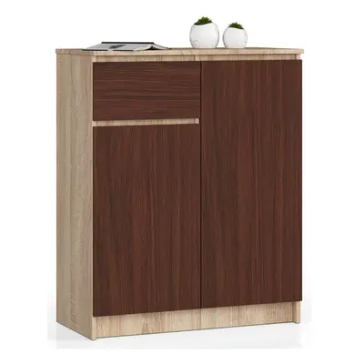 Ak furniture Komoda Kiara 80 cm 2 skříňky a 1 šuplík dub sonoma/wenge