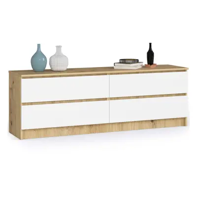 Ak furniture Komoda Kuba 160 cm 4 šuplíky dub artisan/bílá