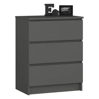 Ak furniture Komoda Kuba 60 cm se 3 zásuvkami grafitová