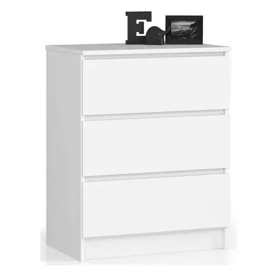 Ak furniture Komoda Kuba 60 cm - 3 šuplíky bílá