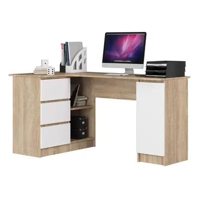 Ak furniture Rohový psací stůl B20 155 cm dub sonoma/bílý levý