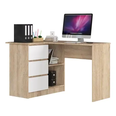 Ak furniture Rohový psací stůl B16 124 cm dub sonoma/bílý levý