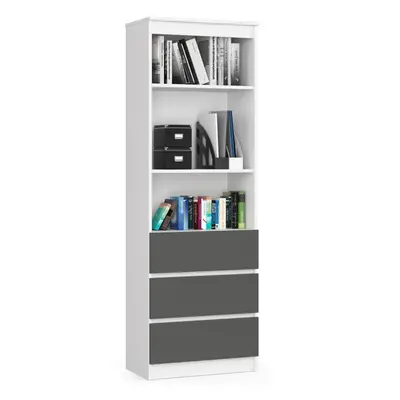 Ak furniture Knihovna R 60 cm bílá/grafitová