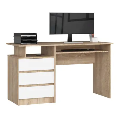 Ak furniture Volně stojící psací stůl CLP 135 cm dub sonoma/bílý