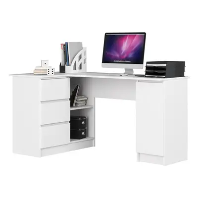 Ak furniture Rohový psací stůl B20 155 cm bílý levý