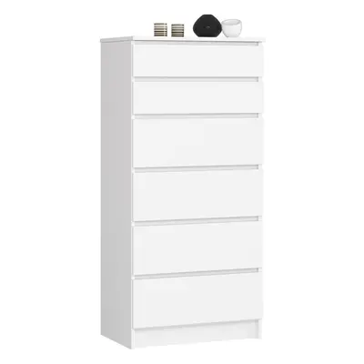 Ak furniture Komoda Kuba 60 cm - 6 šuplíků bílá