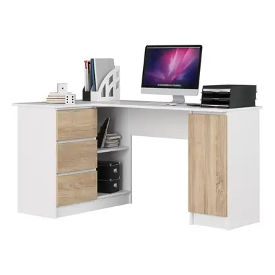 Ak furniture Rohový psací stůl B20 155 cm bílý/dub sonoma levý