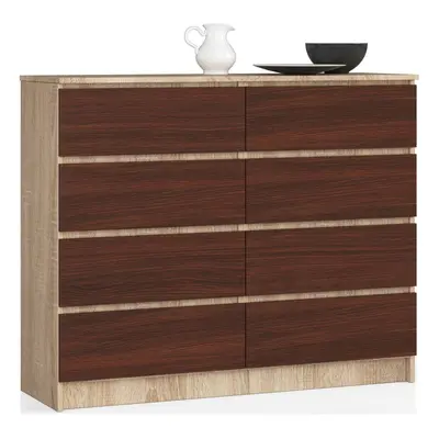 Ak furniture Komoda Kuba 120 cm 8 šuplíků dub sonoma/wenge