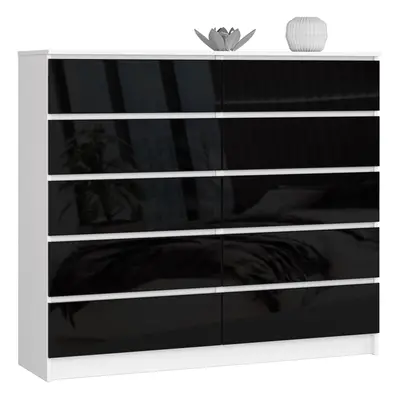 Ak furniture Komoda Kuba 140 cm 10 šuplíků bílá/černá