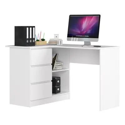 Ak furniture Rohový psací stůl B16 124 cm bílý levý