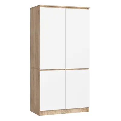 Ak furniture Šatní skříň CLP S90/4D dub sonoma/bílá