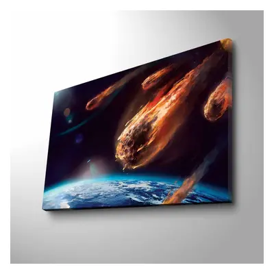 Wallity Obraz s LED osvětlením LETÍCÍ ASTEROID 45 x 70 cm